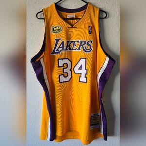 Shaquille O'Neal 2000-01 LA Lakers Finals Jersey 2XL Mitchell & Ness Gold